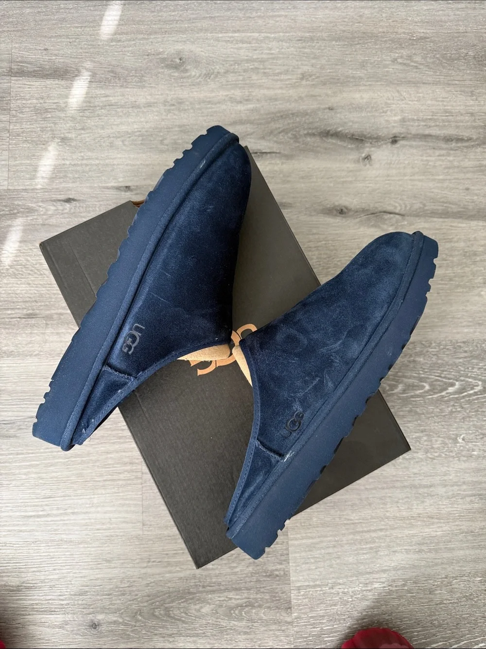 UGG Men’s Navy Suede Slip-On Slippers